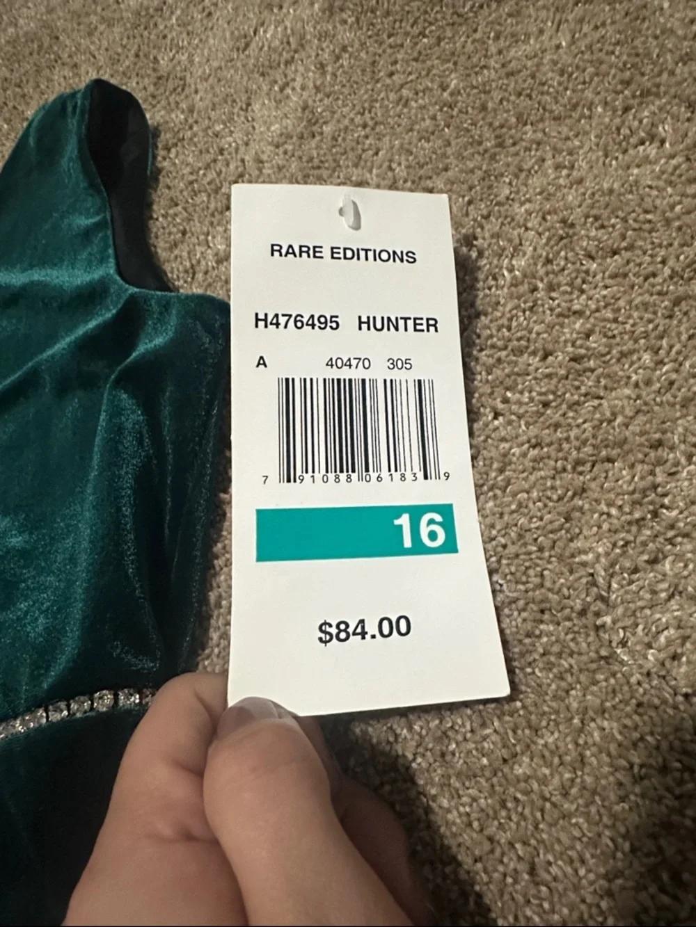 Cat & Jack Girls' Teal Velvet Party Dress with Sparkle Belt